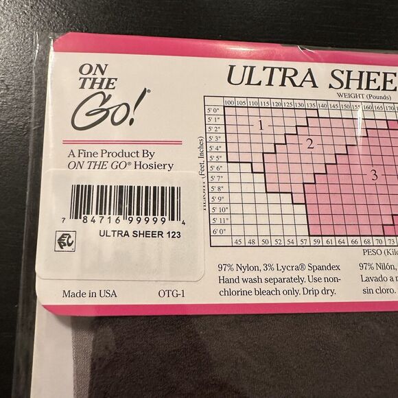 On the Go! Pantyhose Hose Size 1 Color Off Black - Picture 3 of 3